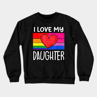 LGBT Bisexual Pride I Love My Daughter Bi Heart Bisexuality Crewneck Sweatshirt